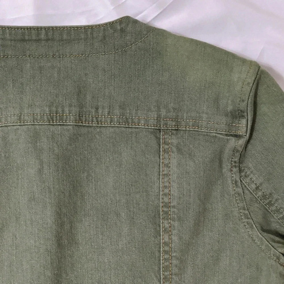 GAP Mock Neck Button Up Denim Jacket, Color Sage Green Size S - Picture 9 of 14